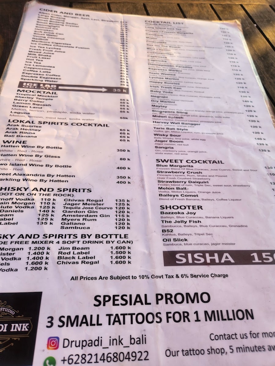 Taris Bali Menu - Image 4